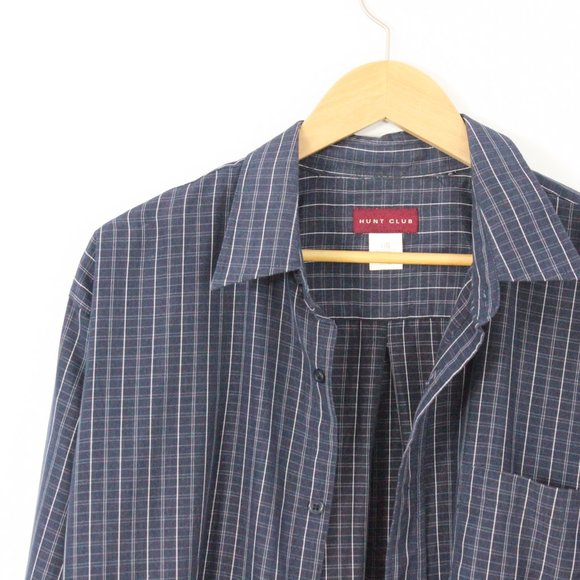 *Hunt Club Blue White Striped Mens Button Down - Picture 3 of 5